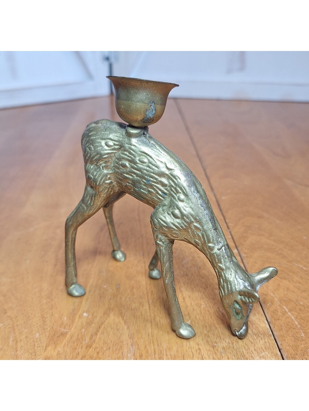 Vintage Brass Deer Candle Holder 4.75"H X 4"L X 2"W
